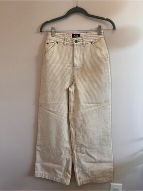RVCA Women's Cream Pinstripe Wide-Leg Jeans
